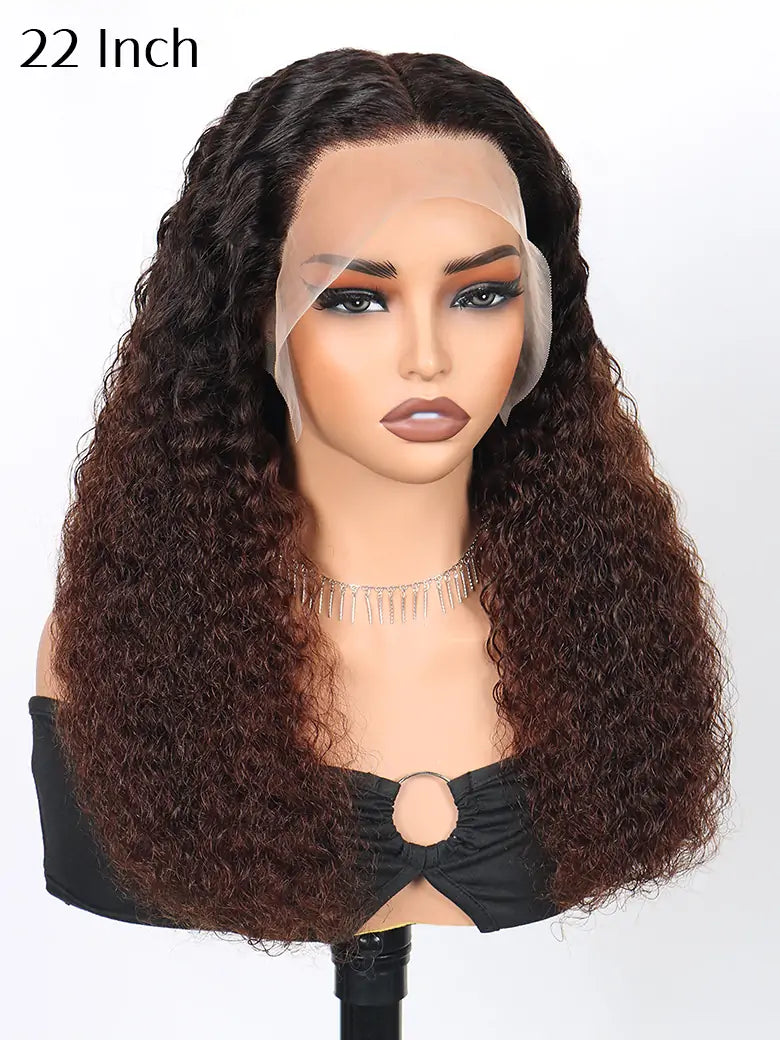 SIMMEL Hair 22 inches black brown ombre hair deep curly 13x4 lace front wig human hair wigs