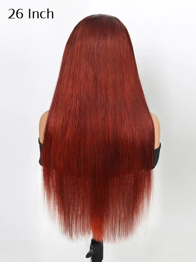 SIMMEL hair 26 inches reddish brown hair 13x4 lace frontal wig silky straight human hair wigs
