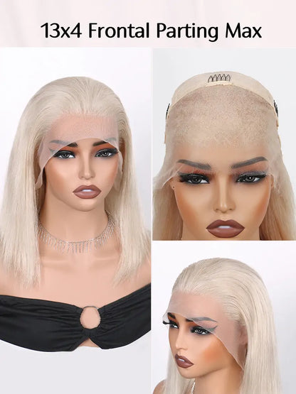 Ash Blonde Bob Wig 13x4 Lace Frontal Wig Straight Human Hair Wigs