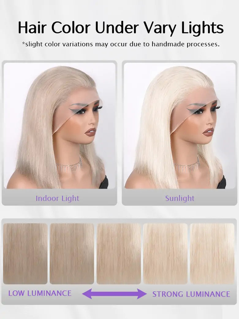 Ash Blonde Bob Wig 13x4 Lace Frontal Wig Straight Human Hair Wigs