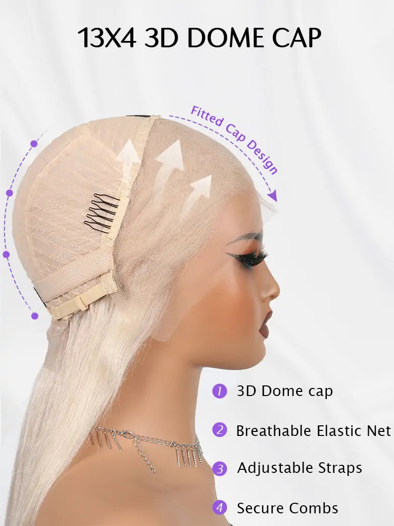 Ash Blonde Bob Wig 13x4 Lace Frontal Wig Straight Human Hair Wigs