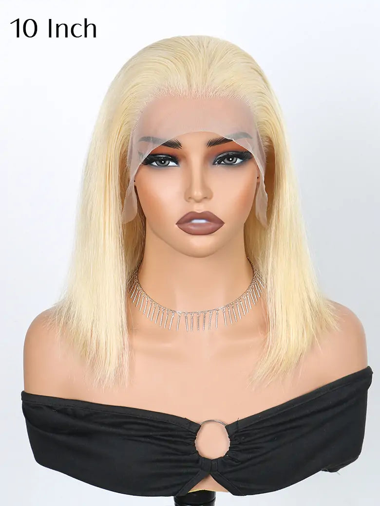 SIMMEL 10 inches Honey Blonde Bob Wig 13x4 Lace Frontal Wig Straight Human Hair Wigs