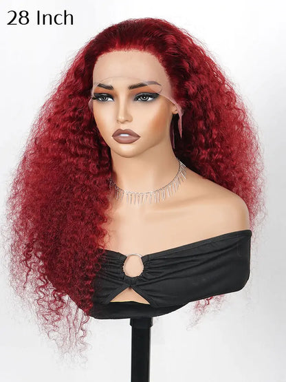 SIMMEL hair 28 inches burgundy hair deep curly 13x4 lace front wig big and fluffy