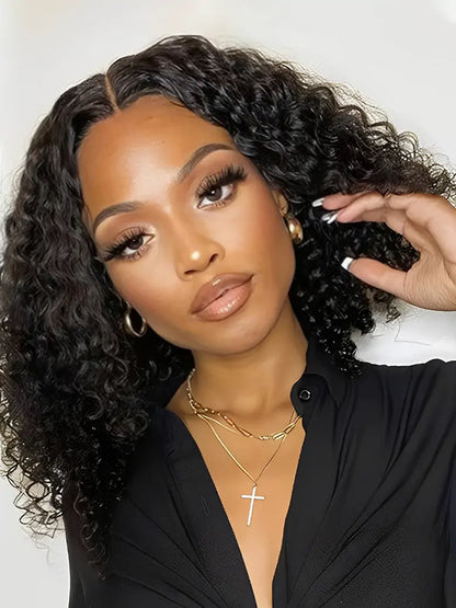 SIMMEL hair deep curly model show bob wig glueless ear to ear wide t lace front human hair wigs