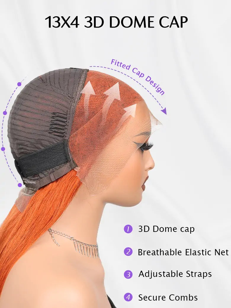 SIMMEL hair ginger hair 13x4 lace wig cap