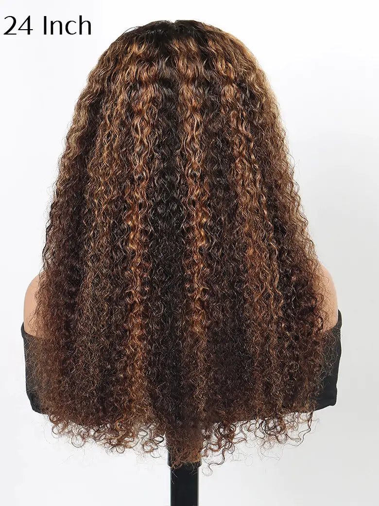 SIMMEL hair 24 inches highlight wig jerry curly brown hair highlights 13x4 lace frontal wig