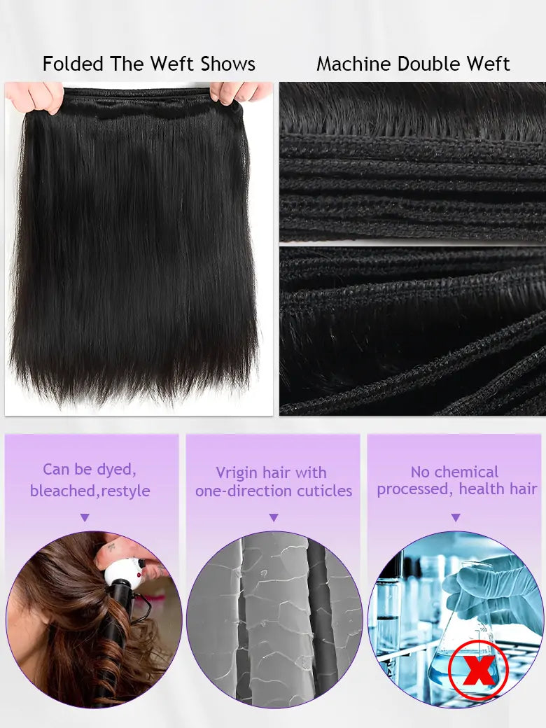 SIMMEL Hair Silky Straight Human Hair Weave
