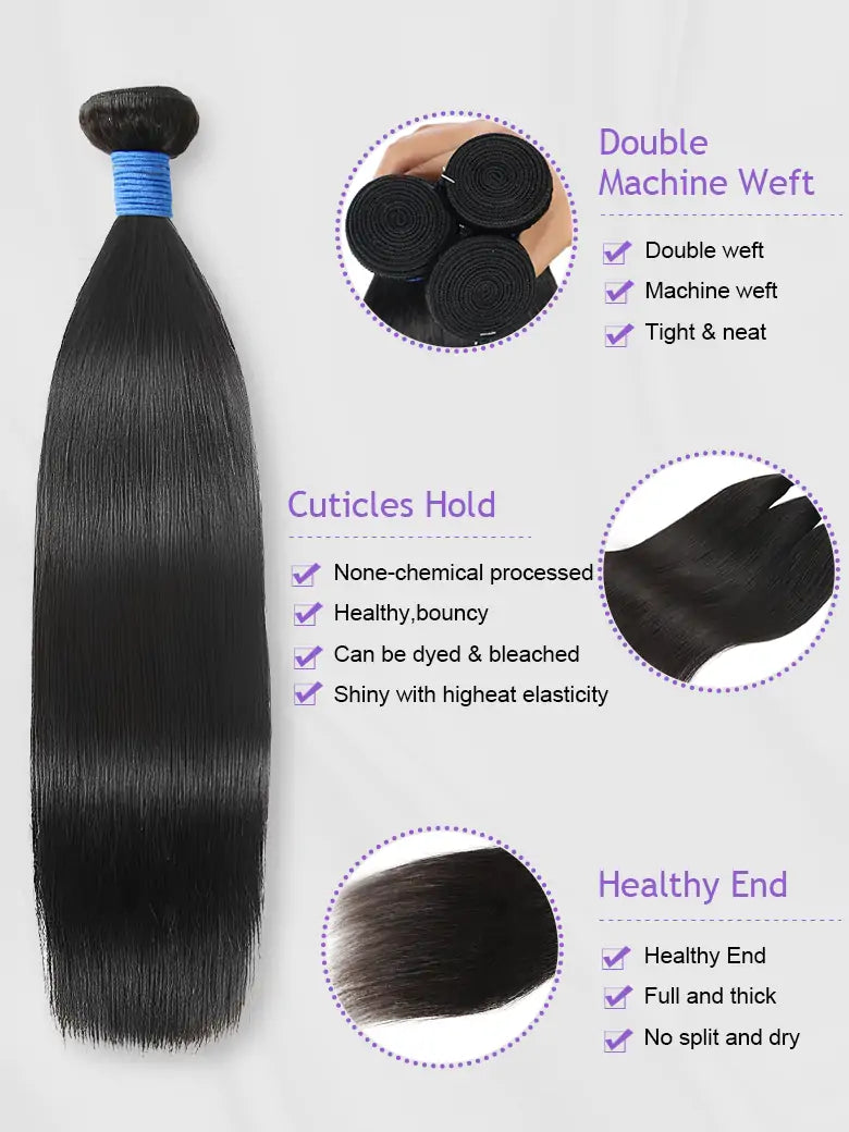 SIMMEL Hair Silky Straight Human Hair Bundle Details