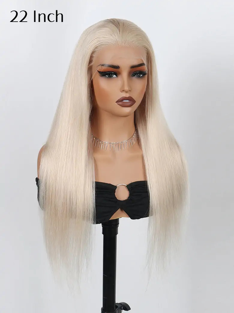 SIMMEL hair 22 inches white hair 13x4 lace front wig silky straight human hair wigs