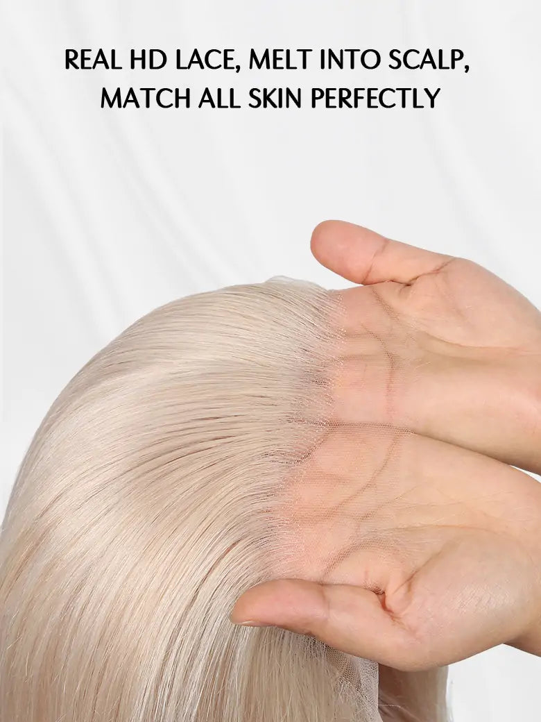 SIMMEL hair white hair 13x4 lace front wig lace melted perfectly