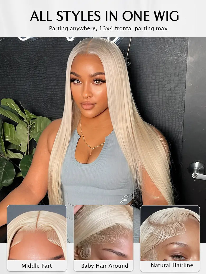 SIMMEL hair white hair 13x4 lace front wig silky straight human hair wigs
