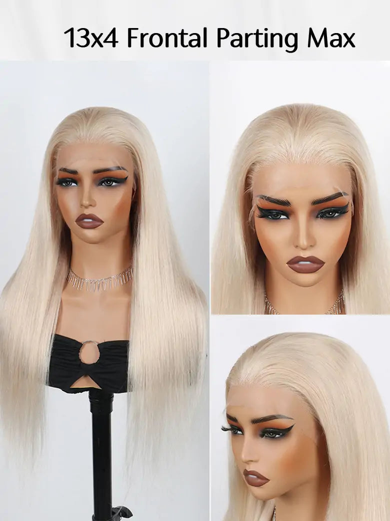SIMMEL hair white hair 13x4 lace frontal wig parting max silky straight human hair wigs