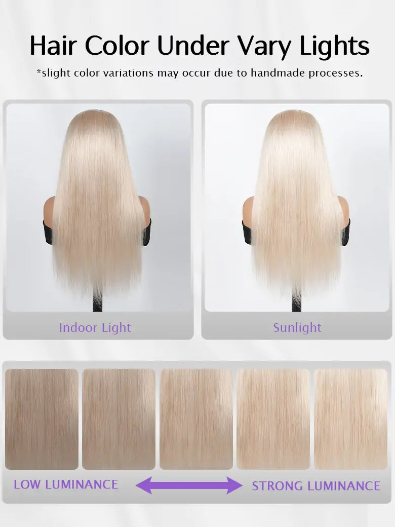 SIMMEL hair white wig silky straight human hair color under vary lights