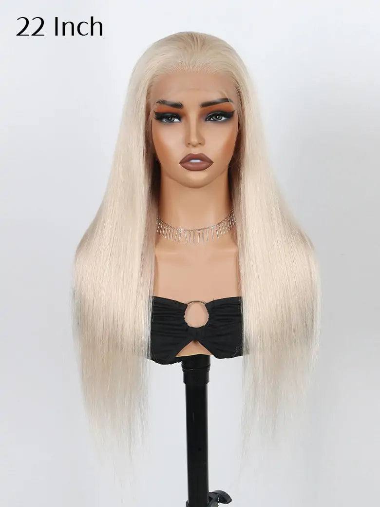 SIMMEL hair 22 inches white hair 13x4 lace front wig silky straight human hair wigs
