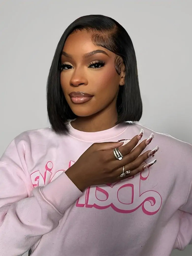 Simmel Hair Short Bob Wig Ear-to-Ear Wide T Lace Wig Straight Hair