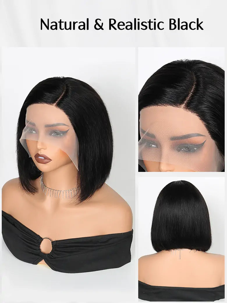 Simmel Hair Short Bob Wig Ear-to-Ear Wide T Lace Wig Straight Hair
