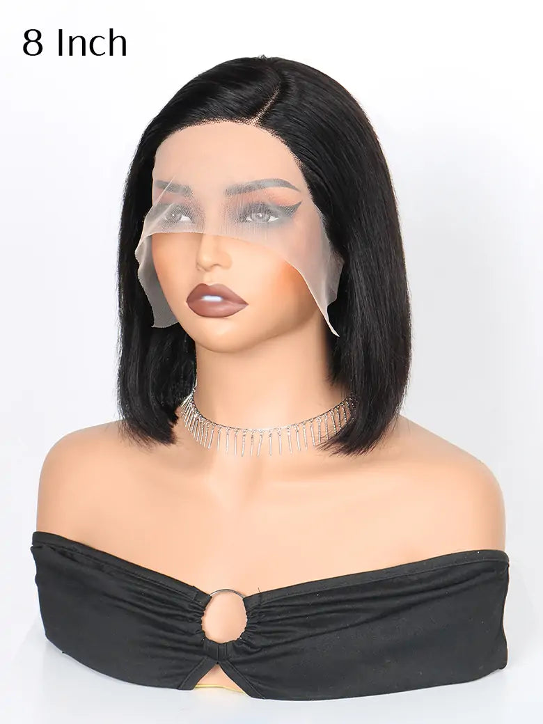Simmel Hair 8 Inches Short Bob Wig Ear-to-Ear Wide T Lace Wig Straight Hair
